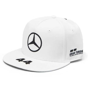 Mercedes Amg Petronas Replica Adults Lewis Hamilton Flat Peak Cap White