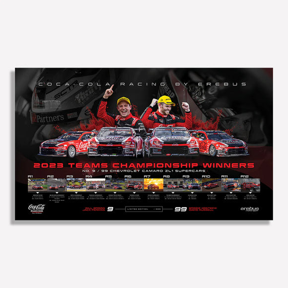 Coca-Cola Racing By Erebus: 2023 Supercars Teams Championship Winners Limited Edition Print  - (Pre-Order)