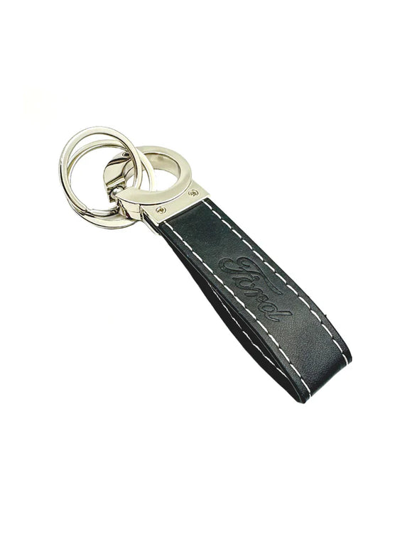 Ford Black Leather Keyring