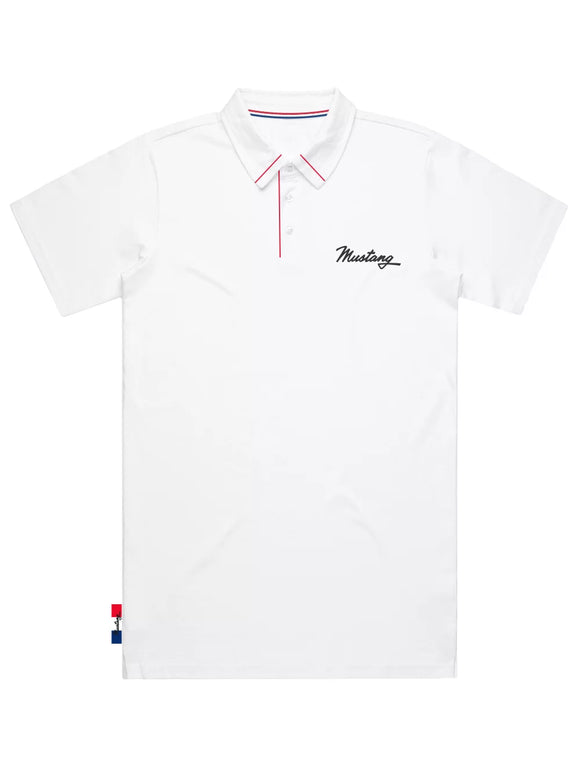 Ford Mustang Mens White Polo Shirt