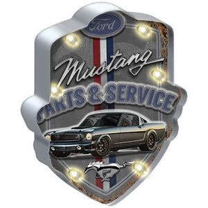 Ford Mustang Parts & Service Logo Light Up Tin Sign