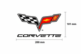 Chevrolet Corvette Logo Decal with measurements - 200mm wide x 101mm high