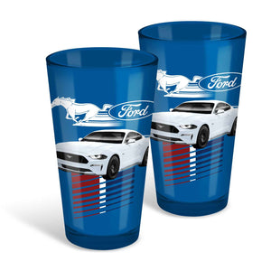 Ford Mustang Coloured Conical Glasses Set X 2
